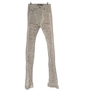 Kloud 9 Distressed Shredded Moto Jeans Size 30 Tan Streetwear Y2K‎ Punk Grunge